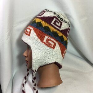 Artesania 100% Alpaca Wool Vibrant Knit Hat Beanie with Tassels Reversible